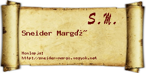 Sneider Margó névjegykártya